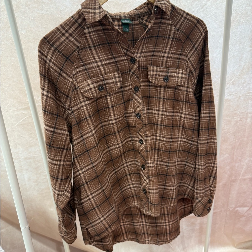 Wild Fable Brown Plaid Button Down Shirt